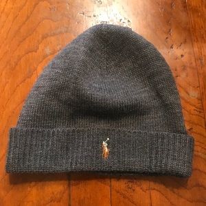 Charcoal gray Ralph Lauren polo beanie